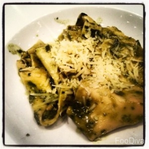 Handkerchief pasta sheets with pesto