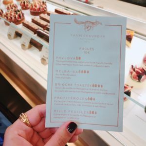 Menu at Yann Couvreur Patisserie - French patisseries - FooDiva